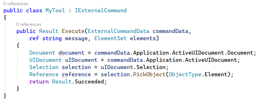 Element selection code