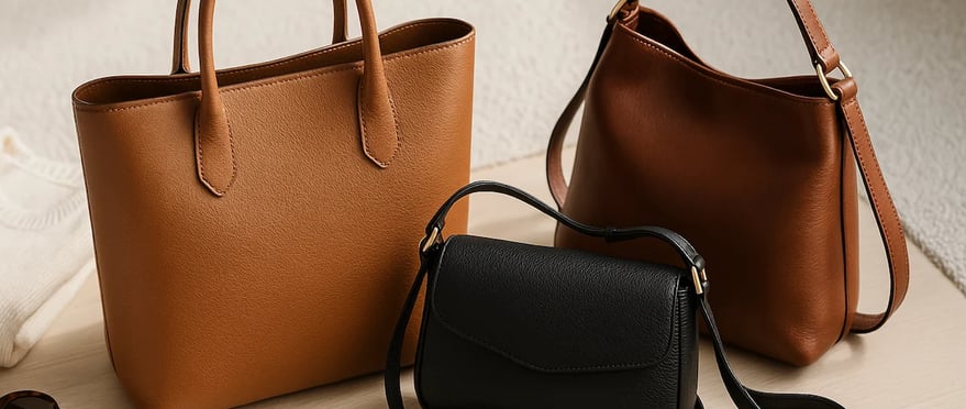 a pair of sunglasses and a purse on a table