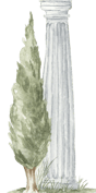 watercolor cypress and column