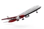 a large jetliner flying in the air