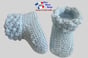 Chaussons bleu azur modele layette bb tricot bebe fait main bleublancneige