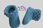 Chaussons bleus modele layette bb tricot bebe fait main