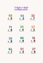 2 digit x 1 digit worksheet