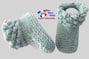 Chaussons verts modele layette bb tricot bebe fait main bleublancneige