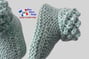 Chaussons verts modele layette bb tricot bebe fait main bleublancneige