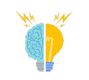 Ícono de Foco con cerebro, representada ideas estratégicas y planeación para emprender y poner un negocio.