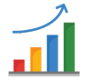 Icono de gráfica ascendente, que representa el crecimiento de ventas de un negocio.