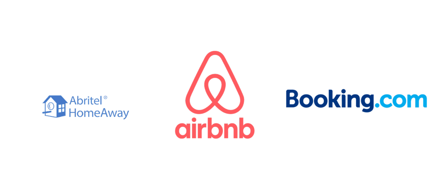 Logo Airbnb, Booking, Abritel