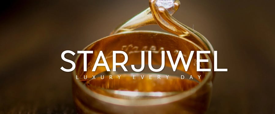 Anillo de oro y diamante con el logo de starjuwel luxury