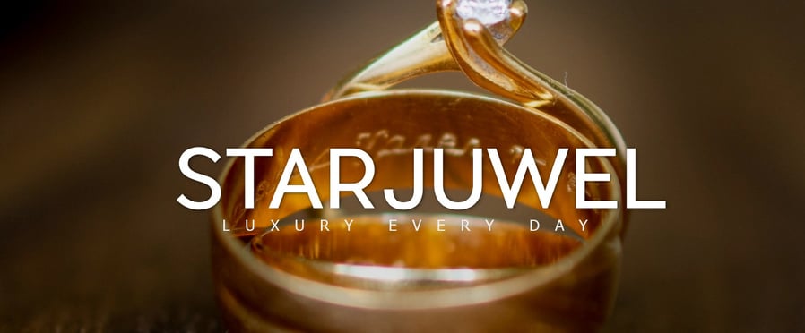 Anillo de oro y diamante con el logo de starjuwel luxury