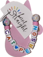 cat person necklace in bold vibrant colors