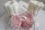 Bonnet et chaussons layette bébé bleublancneige