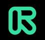 a green and white logo with the letter r