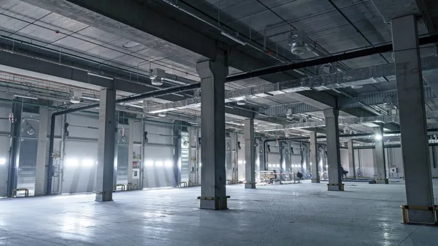 Precast concrete warehouse interior