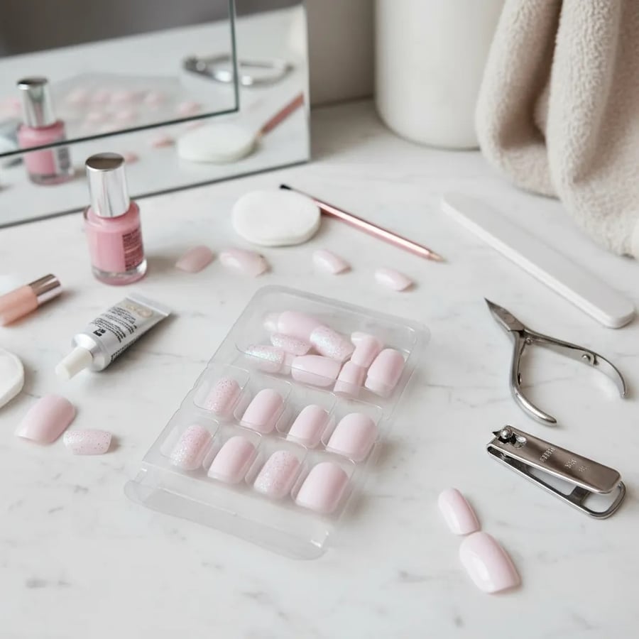 Mujer con uñas press on Klaia Beauty