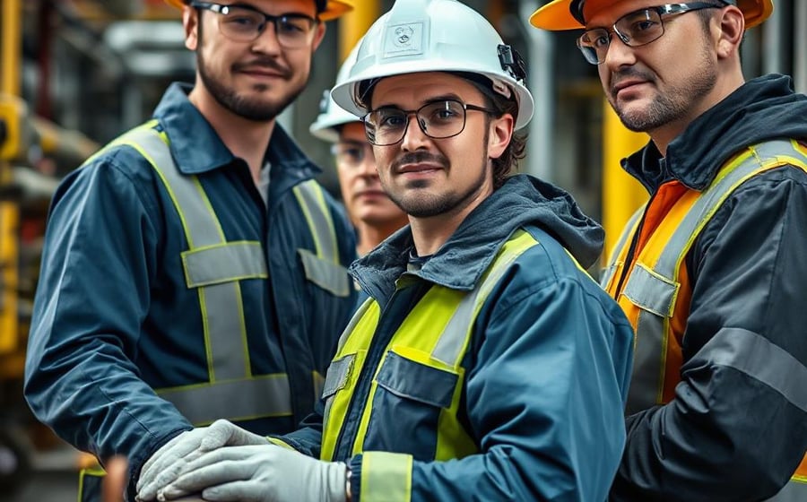 Engineers supervising industrial shutdown work
