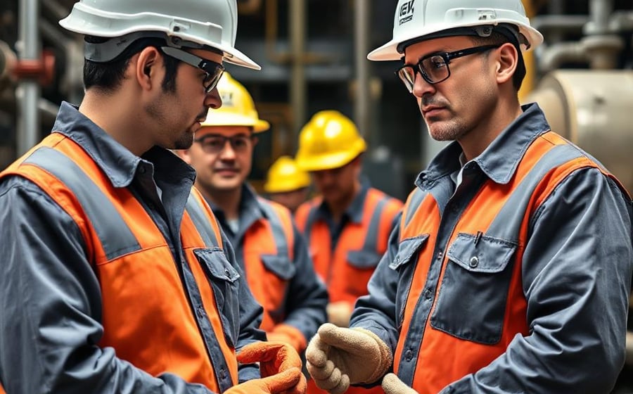 Industrial manpower team with protective equipment