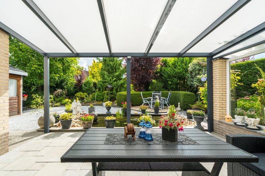 Portico carport evening view