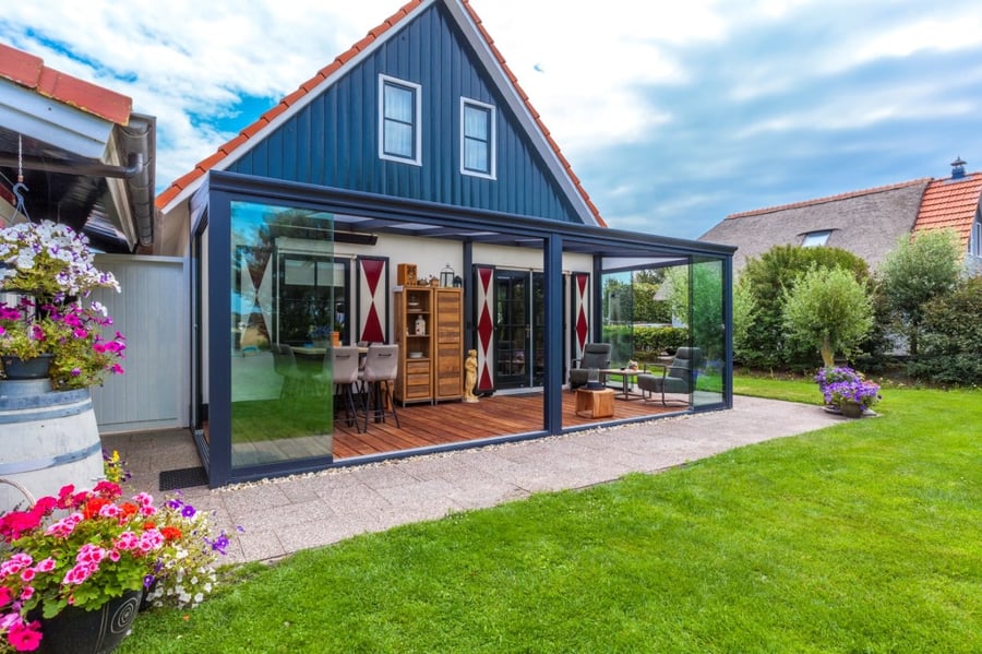Portico carport garden view