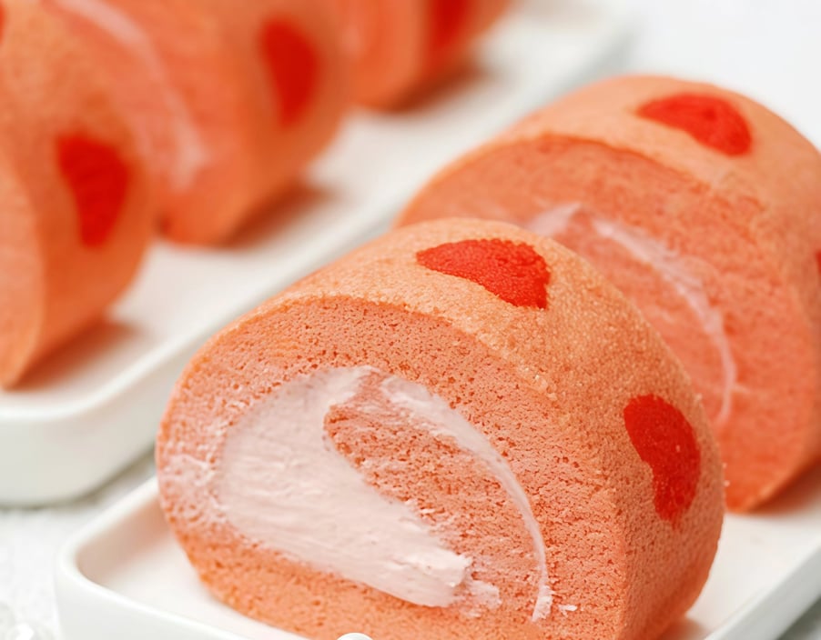 Heart meat floss roll cake