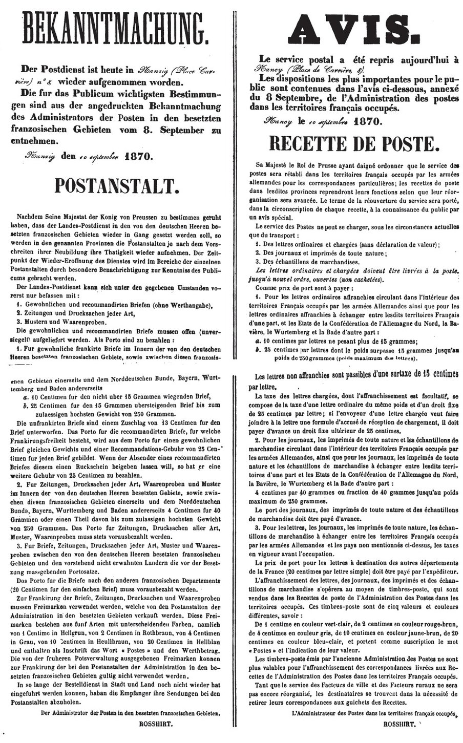 Bekanntmachung Nancy 3 September 1870