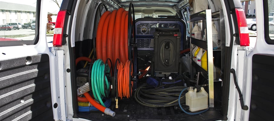 Back of a carpet cleaning van