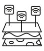 layers of earth with wifi signal bands