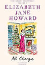 Illustrated cover of “All Change” by Elizabeth Jane Howard, featuring a woman in red by a Christmas 