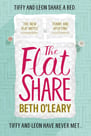 Book cover of The Flatshare by Beth O’Leary — white bed with turquoise floor background.