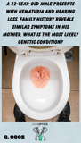 toilet with reddish foamy urine