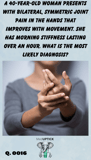 a young woman rubbing her fingers that to soothe pain