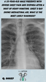 a chest x-ray with mediastinal air
