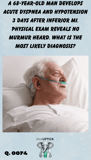 an elderly male lying in a hospital bed on nasal canula oxygen