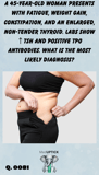 a middle-aged woman having difficulty zipping up her pants due to weight gain