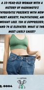 A woman in oversized pants demonstrating significant weight loss