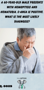 a middle-aged asian male coughing strongly with a grimaced face