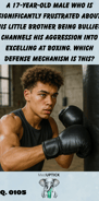 a light-skinned African American male of mixed descent practicing boxing with a large bag