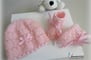 Bonnet et chaussons roses tricotés main