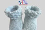 Chaussons bleu azur modele layette bb tricot bebe fait main bleublancneige