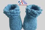 Chaussons bleus modele layette bb tricot bebe fait main