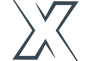 a black and white logo with the letter x
