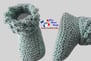 Chaussons verts modele layette bb tricot bebe fait main bleublancneige