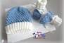 Bonnet et chaussons layette bb bleublancneige