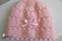 Bonnet rose modele tricot bebe fait main