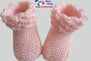 Chaussons roses modele layette bb tricot bebe fait main