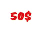 a red and white sign with the words 50 % off sale