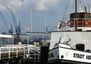 vista do barco ancorado em Kiel.