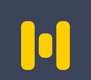 a yellow and blue logo with the letter h on it