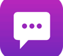 a purple square with a speech bubble in the middle