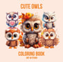 cover of coloring book cute owls